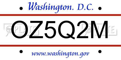 OZ5Q2M District Of Columbia License Plate