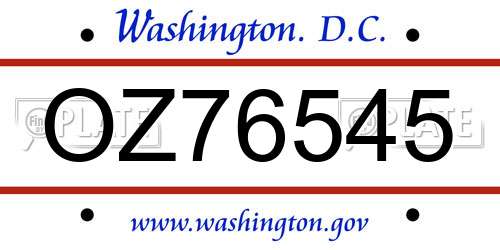 OZ76545 District Of Columbia License Plate
