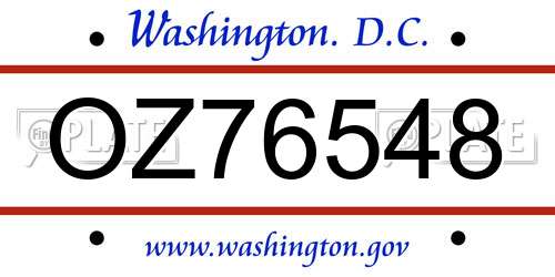 OZ76548 District Of Columbia License Plate
