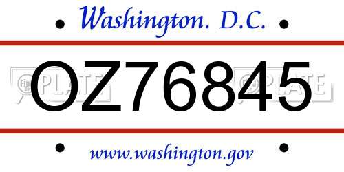 OZ76845 District Of Columbia License Plate