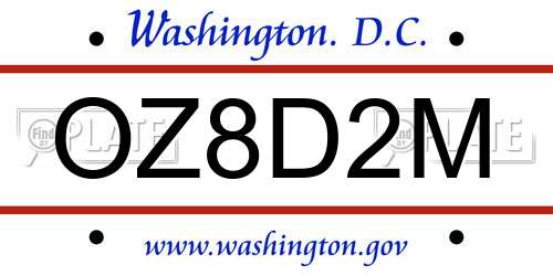 OZ8D2M District Of Columbia License Plate