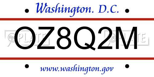 OZ8Q2M District Of Columbia License Plate