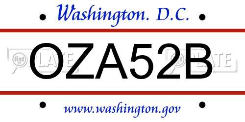 OZA52B District Of Columbia License Plate