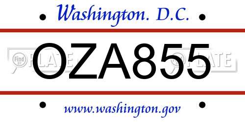 OZA855 District Of Columbia License Plate
