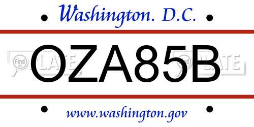 OZA85B District Of Columbia License Plate