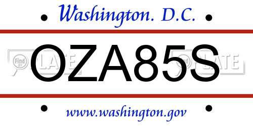 OZA85S District Of Columbia License Plate