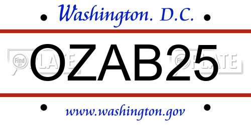 OZAB25 District Of Columbia License Plate