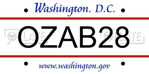 OZAB28 District Of Columbia License Plate
