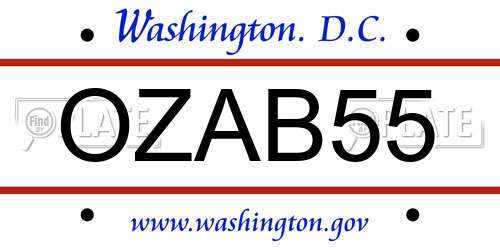 OZAB55 District Of Columbia License Plate