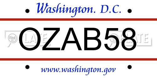 OZAB58 District Of Columbia License Plate