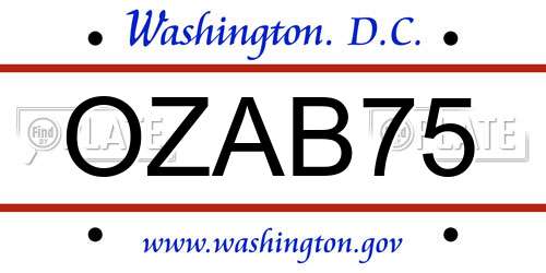OZAB75 District Of Columbia License Plate