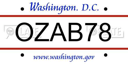 OZAB78 District Of Columbia License Plate