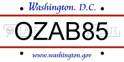OZAB85 District Of Columbia License Plate