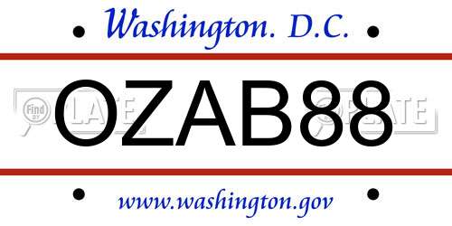 OZAB88 District Of Columbia License Plate