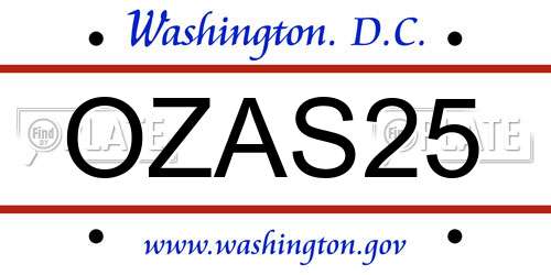 OZAS25 District Of Columbia License Plate
