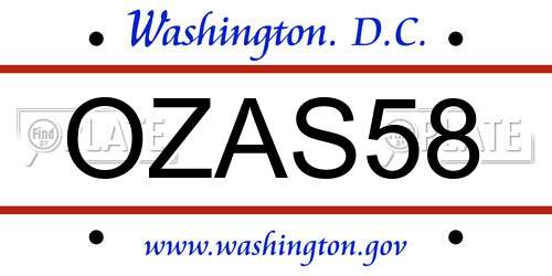 OZAS58 District Of Columbia License Plate