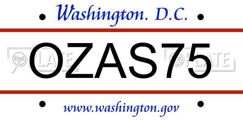OZAS75 District Of Columbia License Plate
