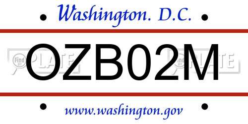 OZB02M District Of Columbia License Plate