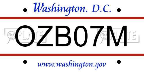 OZB07M District Of Columbia License Plate