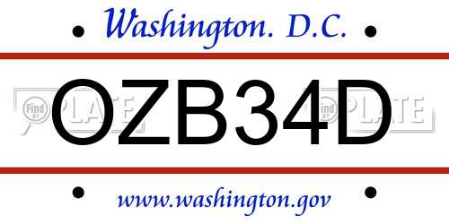 OZB34D District Of Columbia License Plate