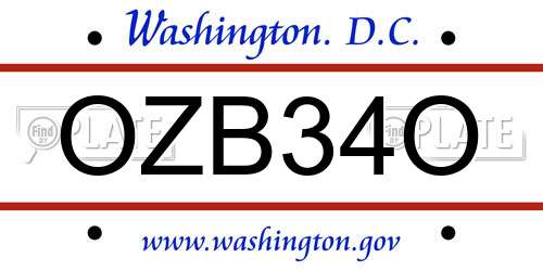 OZB34O District Of Columbia License Plate
