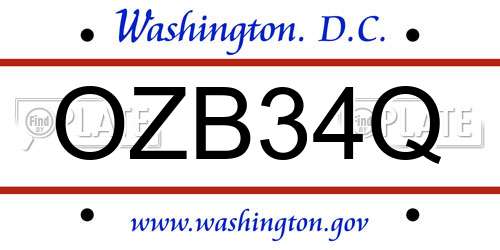 OZB34Q District Of Columbia License Plate