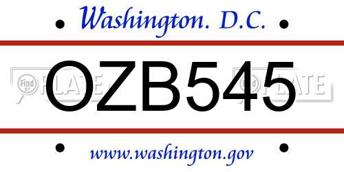 OZB545 District Of Columbia License Plate