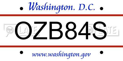 OZB84S District Of Columbia License Plate