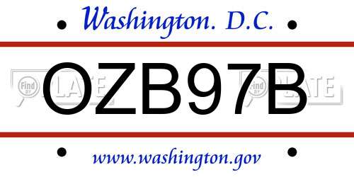 OZB97B District Of Columbia License Plate