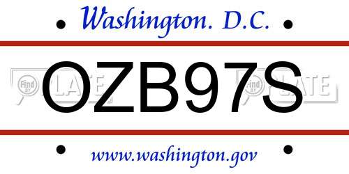 OZB97S District Of Columbia License Plate