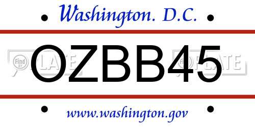 OZBB45 District Of Columbia License Plate