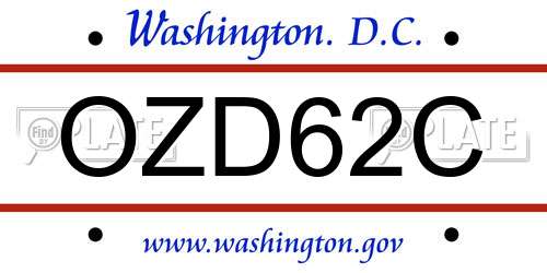 OZD62C District Of Columbia License Plate