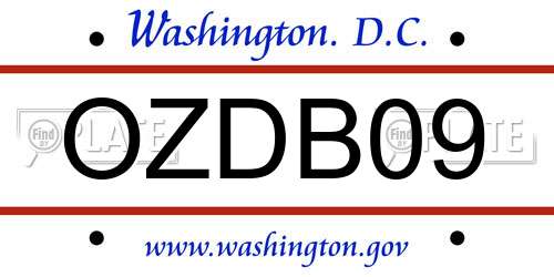 OZDB09 District Of Columbia License Plate
