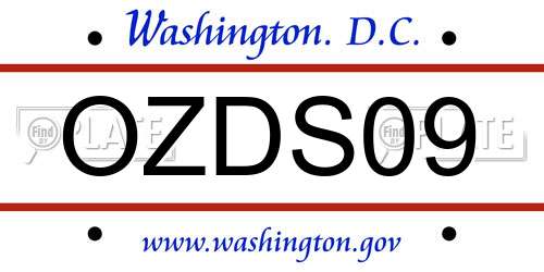 OZDS09 District Of Columbia License Plate