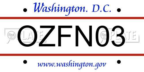 OZFN03 District Of Columbia License Plate