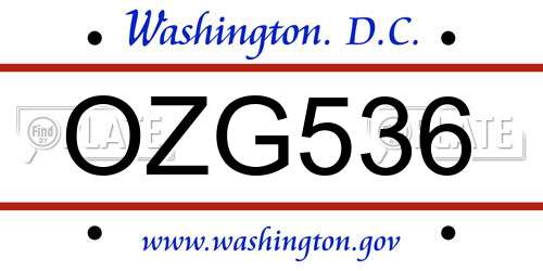 OZG536 District Of Columbia License Plate