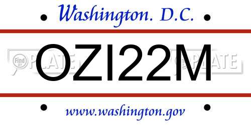 OZI22M District Of Columbia License Plate