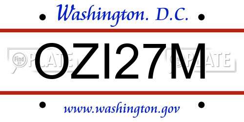 OZI27M District Of Columbia License Plate