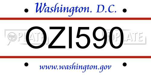 OZI590 District Of Columbia License Plate
