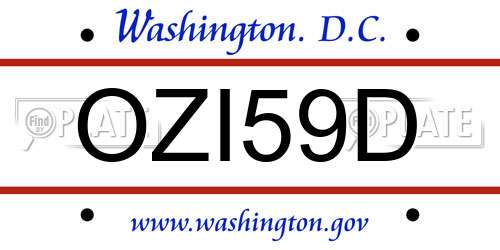 OZI59D District Of Columbia License Plate