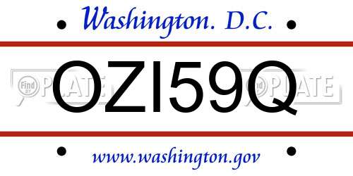 OZI59Q District Of Columbia License Plate