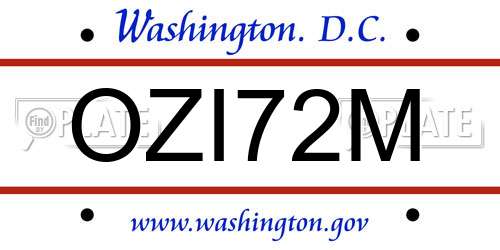 OZI72M District Of Columbia License Plate