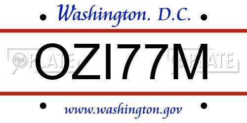 OZI77M District Of Columbia License Plate