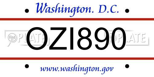 OZI890 District Of Columbia License Plate