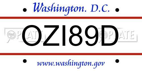 OZI89D District Of Columbia License Plate