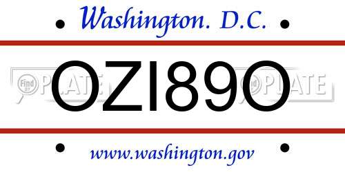 OZI89O District Of Columbia License Plate