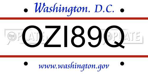 OZI89Q District Of Columbia License Plate