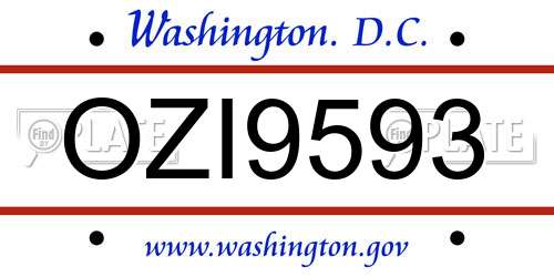 OZI9593 District Of Columbia License Plate