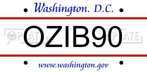 OZIB90 District Of Columbia License Plate