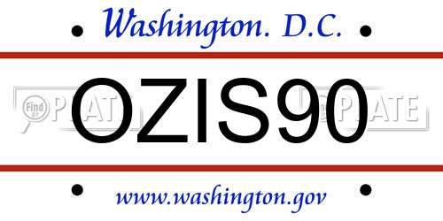 OZIS90 District Of Columbia License Plate